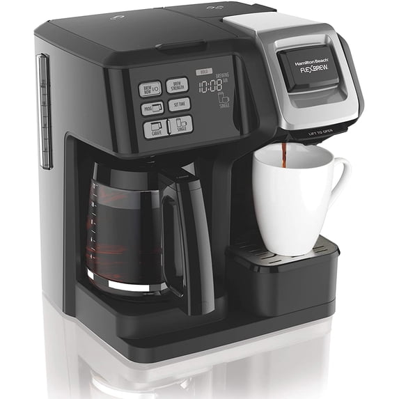 Hamilton Beach (49976) Coffee Maker, Single Serve & Full Coffee Pot,Compatible withK-Cup Packs or Ground Coffee, Programmable, FlexBrew, Black