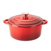 Hamilton Beach 5.5 Quart Enameled Cast Iron Covered Dutch Oven Pot, Red