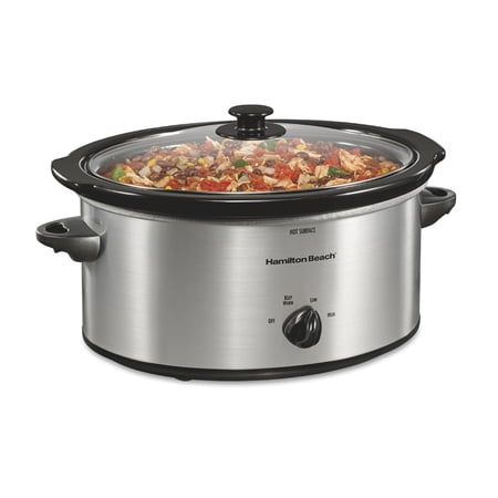 Hamilton Beach 5 Qt Slow Cooker, Stoneware Crock with Removable Pot, Silver