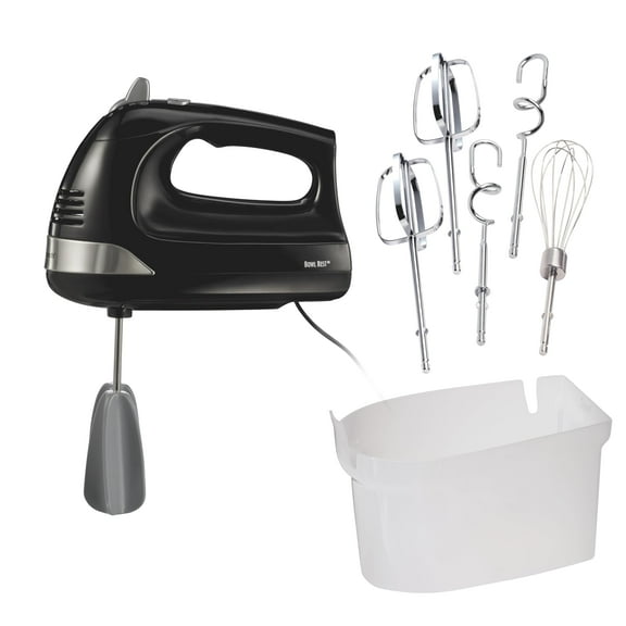 Hamilton Beach 6-Speed Electric Hand Mixer with Whisk, Dough Hooks and Easy Clean Beaters, Powerful 275 Watt Motor, Snap-On Storage Case, Black