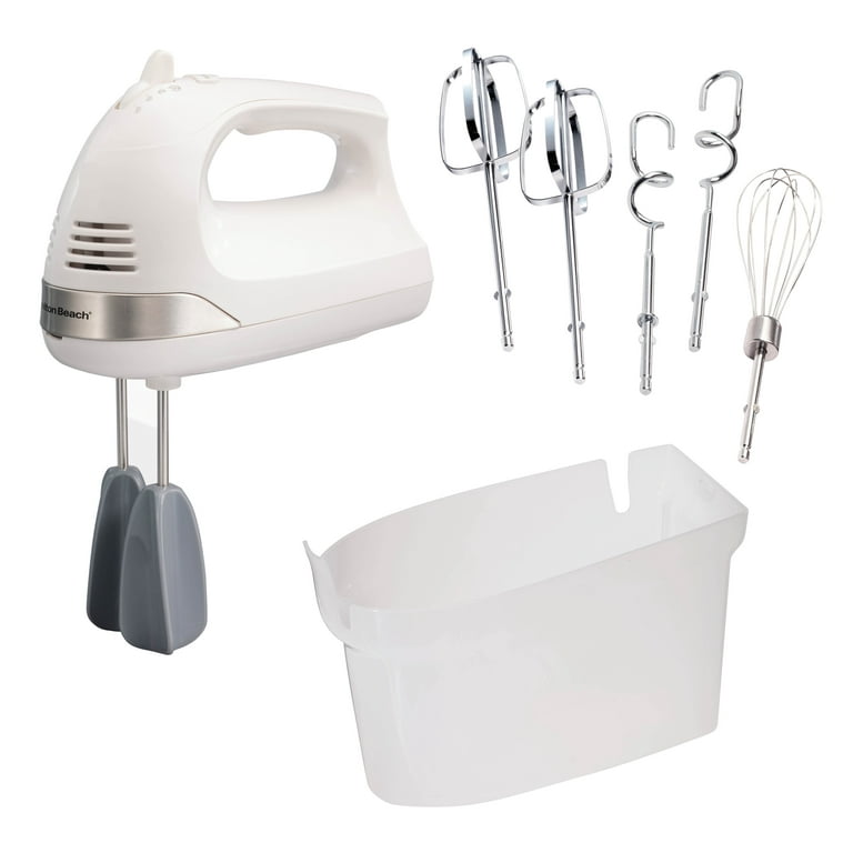 Hamilton Beach Professional 7-Speed White Hand Mixer with SoftScrape  Beaters, Whisk, Dough Hooks and Snap-On Storage Case 62656 - The Home Depot