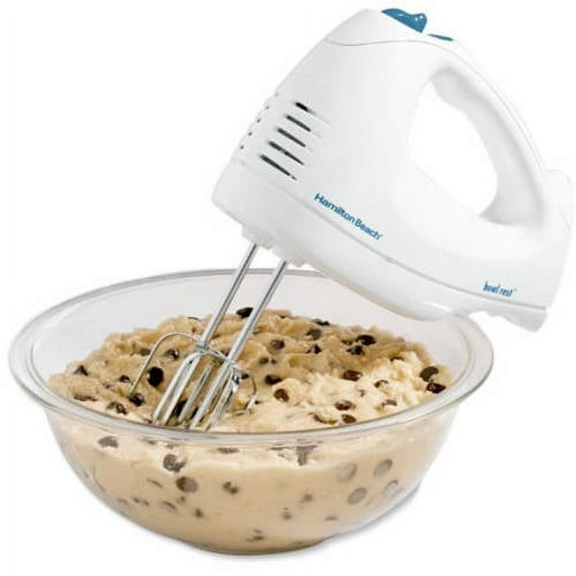 Hamilton Beach 6 Speed Electric Hand Mixer with Whisk, Traditional Beaters, Snap-On Case, 250 Watts, White, 62682