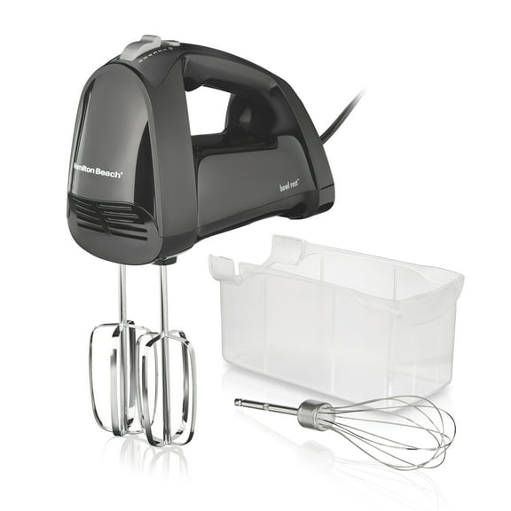Hamilton Beach 6-Speed Electric Hand Mixer with QuickBurst, Bowl Rest, Storage Case & 3 Attachments, 250W, Black