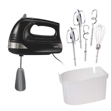Hamilton Beach 6-Speed Electric Hand Mixer with Easy Clean Beaters, 7 Attachments & Case, Mixer for Kitchen, Black