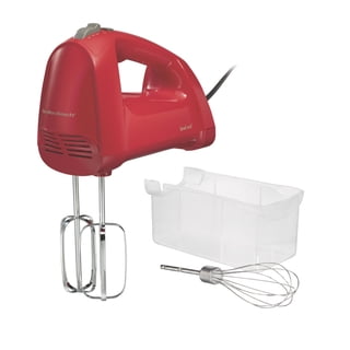 Hamilton Beach Electric Hand Mixer with QuickBurst, 6-Speed Corded, 250W, 3 Attachments and Snap-On Storage, Red
