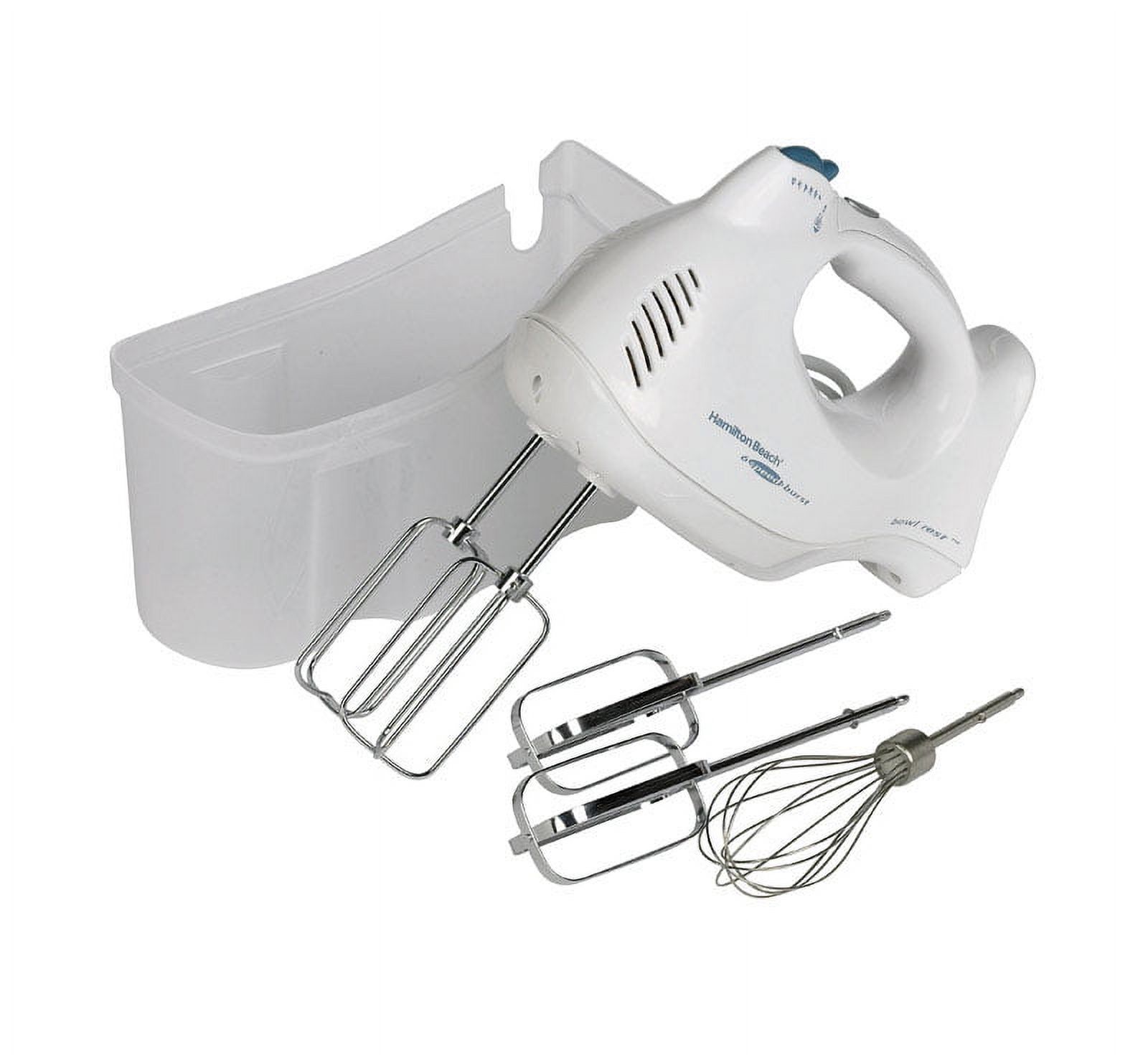 Hamilton Beach 6 Speed Hand Mixer with Snap-On Case, 3 Attachments, QuickBurst, White, 62695V - image 1 of 8