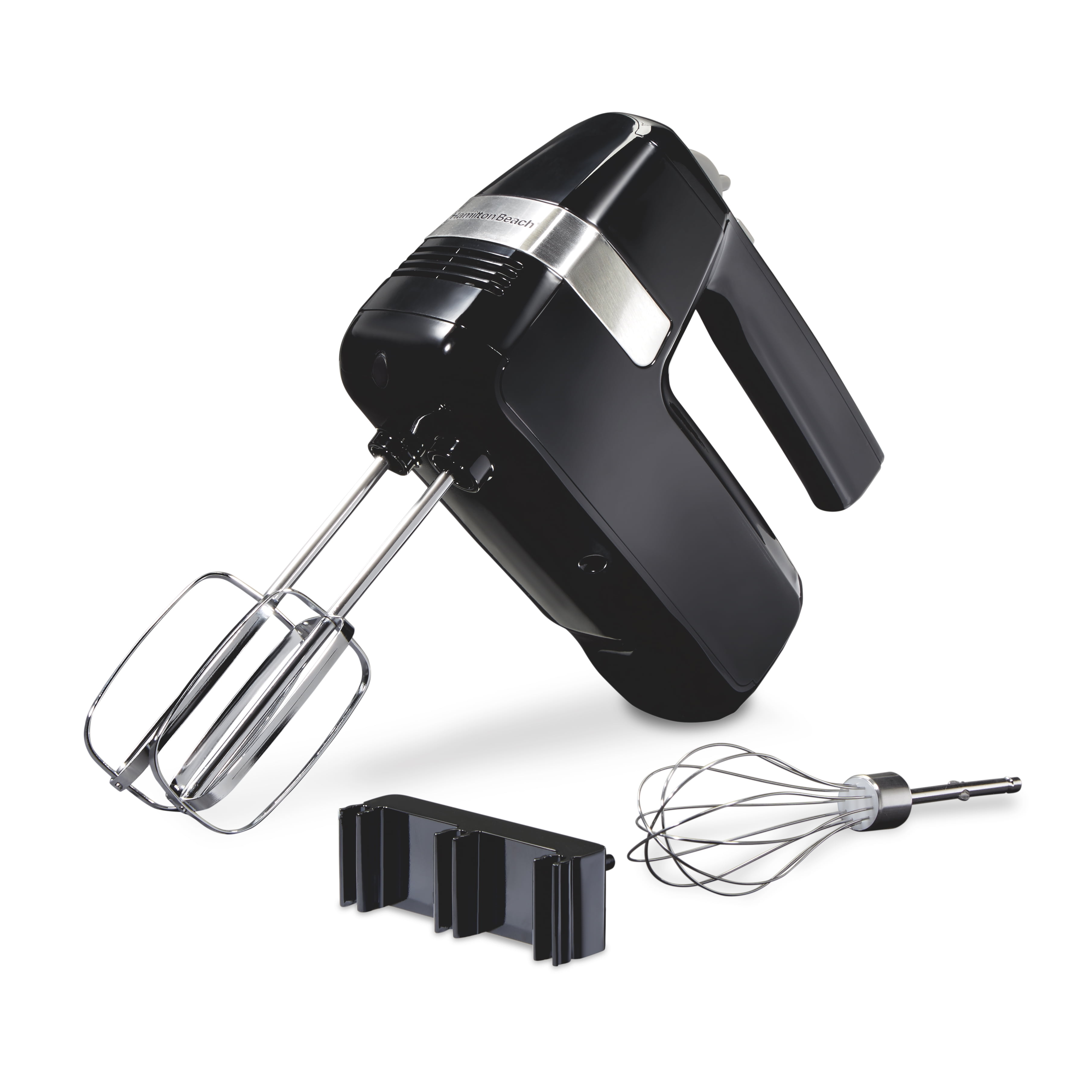 Hamilton Beach 6 Speed Hand Mixer with Storage Clip and Stir Button, 3 Attachments, Black,  62628