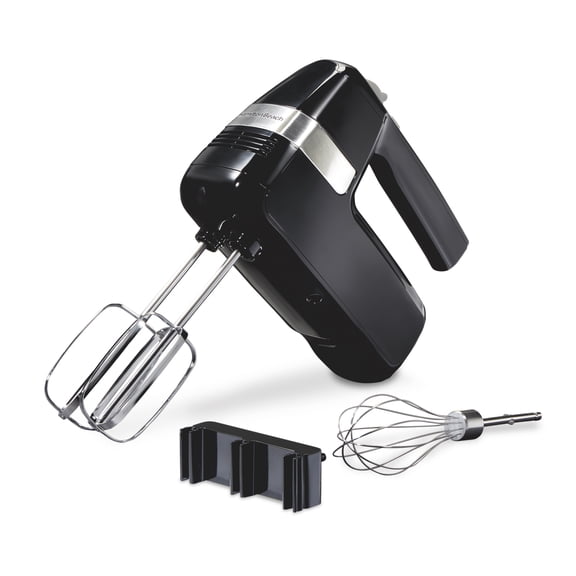 Hamilton Beach 6 Speed Hand Mixer with Storage Clip and Stir Button, 3 Attachments, Black, 62628