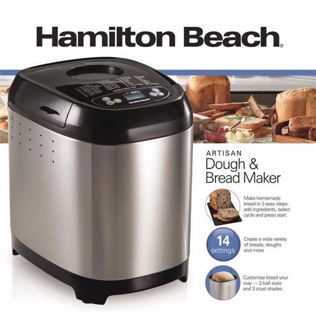 Hamilton Beach Artisan Bread & Dough Maker, 2 lbs, Brushed Silver