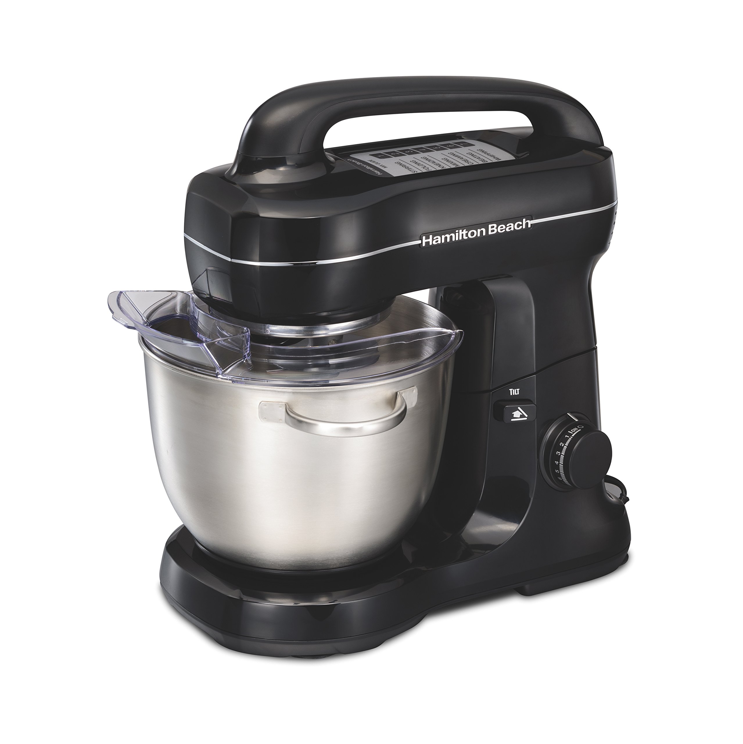 Hamilton Beach 63391 Stand Mixer, 7 Speeds with Whisk, Dough Hook, Flat Beater Attachments, 4 Quart, Black - image 1 of 7