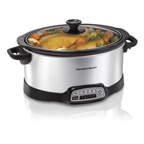 Hamilton Beach 7 Qt Programmable Slow Cooker, Stoneware Crock with Removable Pot, Stainless Steel