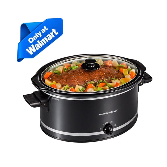 Hamilton Beach 8 Qt Slow Cooker, Stoneware Crock with Removable Pot, Black