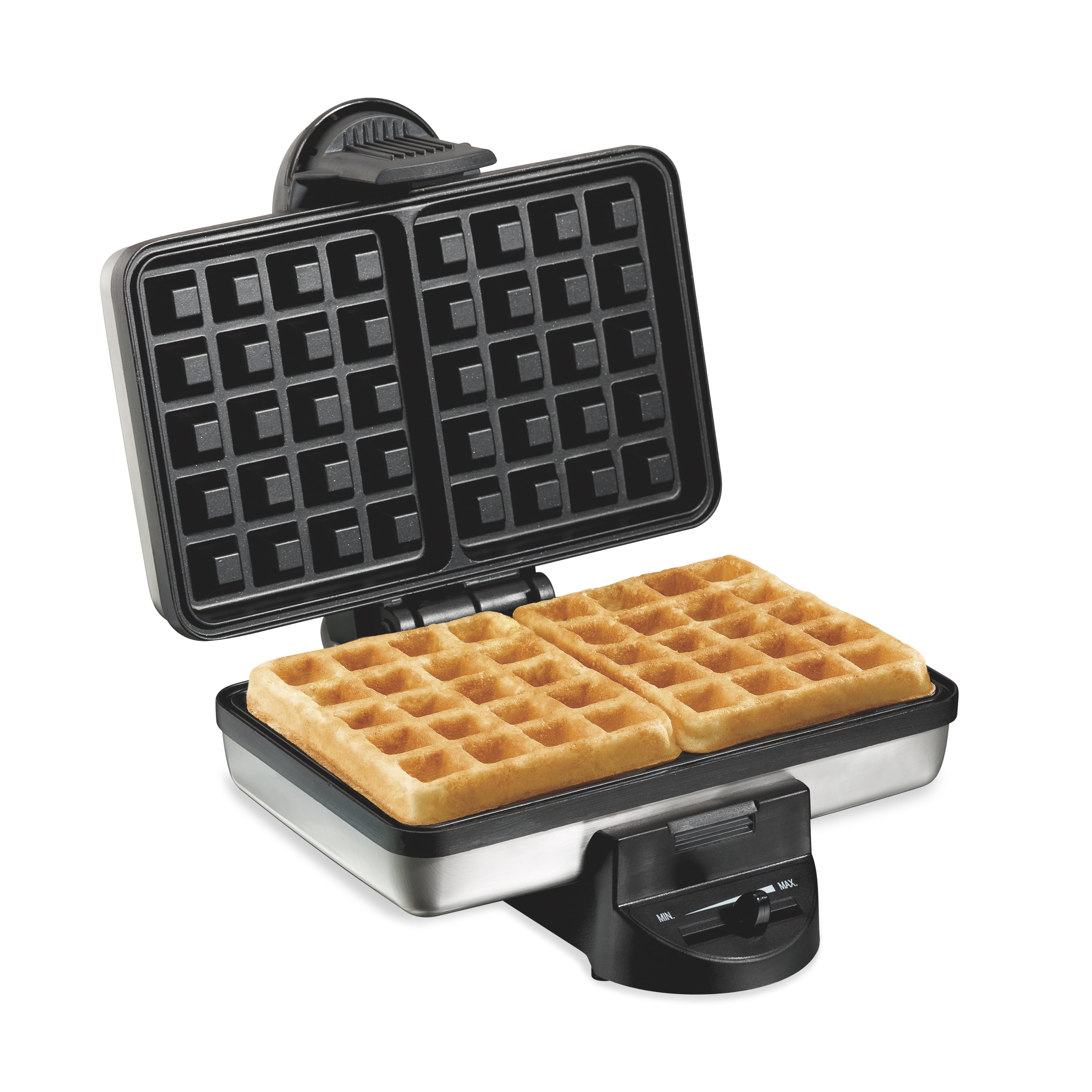 Hamilton Beach Belgian Mini Waffle Maker with Shade Control, Non-Stick Grids, Stainless Steel, 26009
