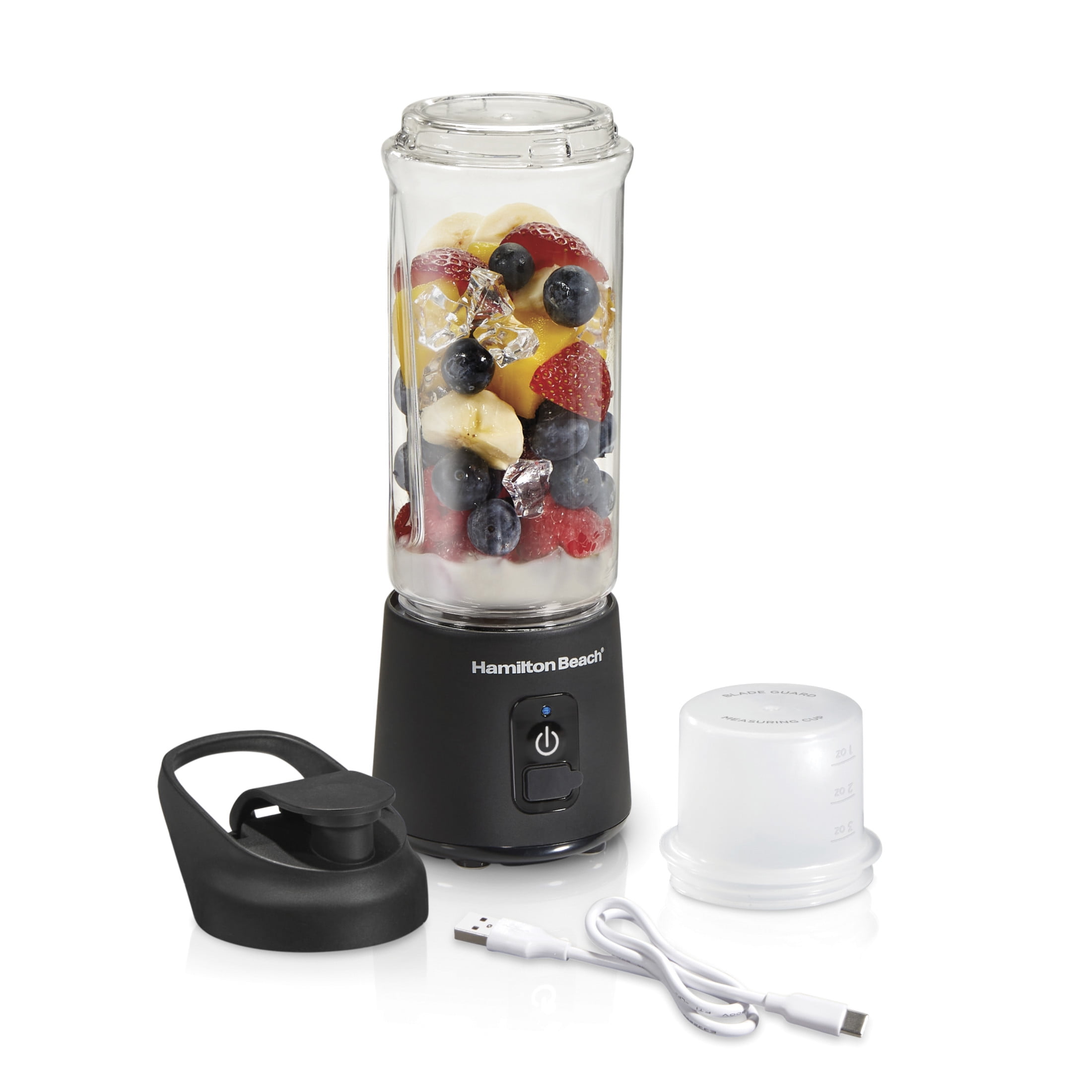 Hamilton Beach Portable Cordless Blender, 16 oz. Travel Lid, Black ...