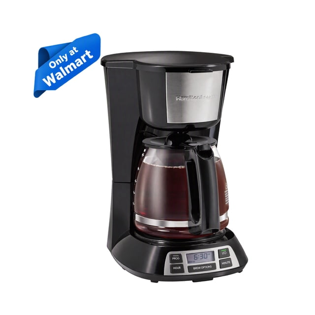 Hamilton Beach Bold Brew 12-Cup Programmable Drip Coffee Maker Machine with Glass Coffee Pot, Black