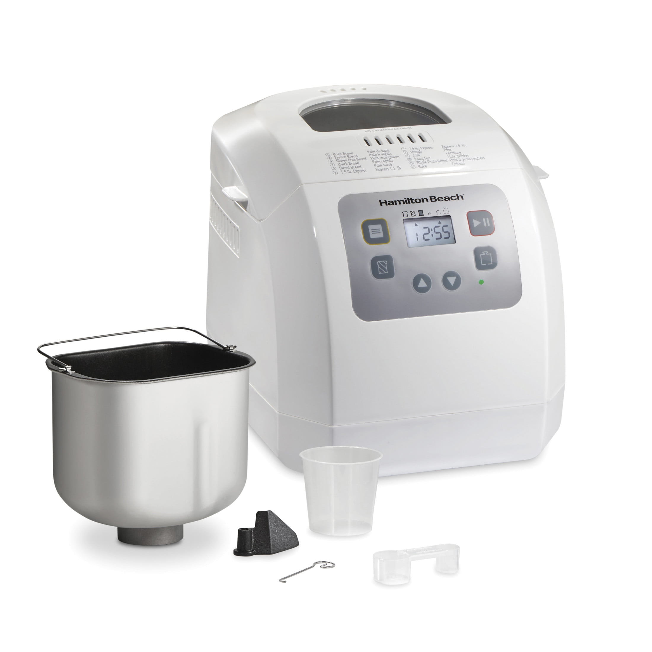 Hamilton Beach 2 lb Bread Maker Machine with 12 Settings Plus Gluten Free, White