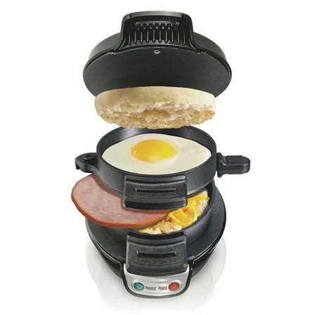 Hamilton Beach Breakfast Sandwich Maker with Egg Cooker Ring, Breakfast Station, Black