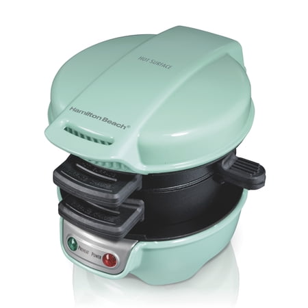Hamilton Beach Breakfast Sandwich Maker with Egg Cooker Ring, Breakfast Station, Mint