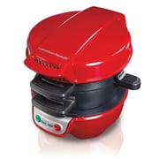Hamilton Beach Breakfast Sandwich Maker with Egg Cooker Ring, Breakfast Station, Red