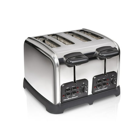 Hamilton Beach Classic 4-Slice Toaster with Sure-Toast Technology, Auto Boost, and Crumb Tray, Stainless Steel