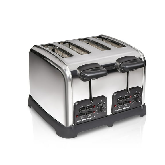 Hamilton Beach Classic 4-Slice Toaster with Sure-Toast Technology, Auto Boost, and Crumb Tray, Stainless Steel