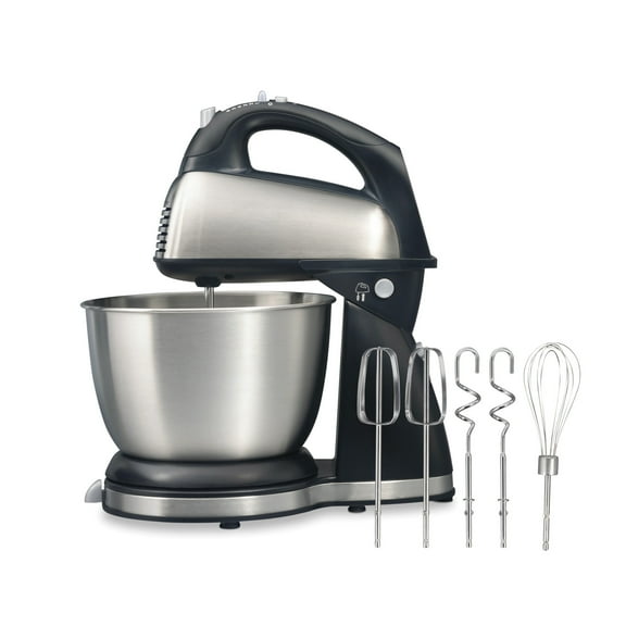 Hamilton Beach Classic Stand and Hand Mixer Combo for Kitchen, 4 Quart, 6 Speeds with Quick Burst, Black