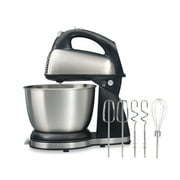 Hamilton Beach Classic Stand and Hand Mixer, 4 Quart Stainless Steel Bowl, 6 Speeds with Quick Burst, Black, 64651