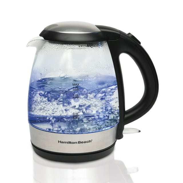 Hamilton Beach Compact Glass Kettle, 1.2 Liters, 1500 Watts, 40931