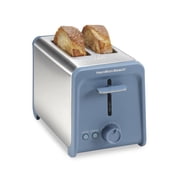 Hamilton Beach Contemporary 2 Slice Toaster with Wide Slots, Bagel Function, Toast Boost, Auto Shutoff, Steel Blue