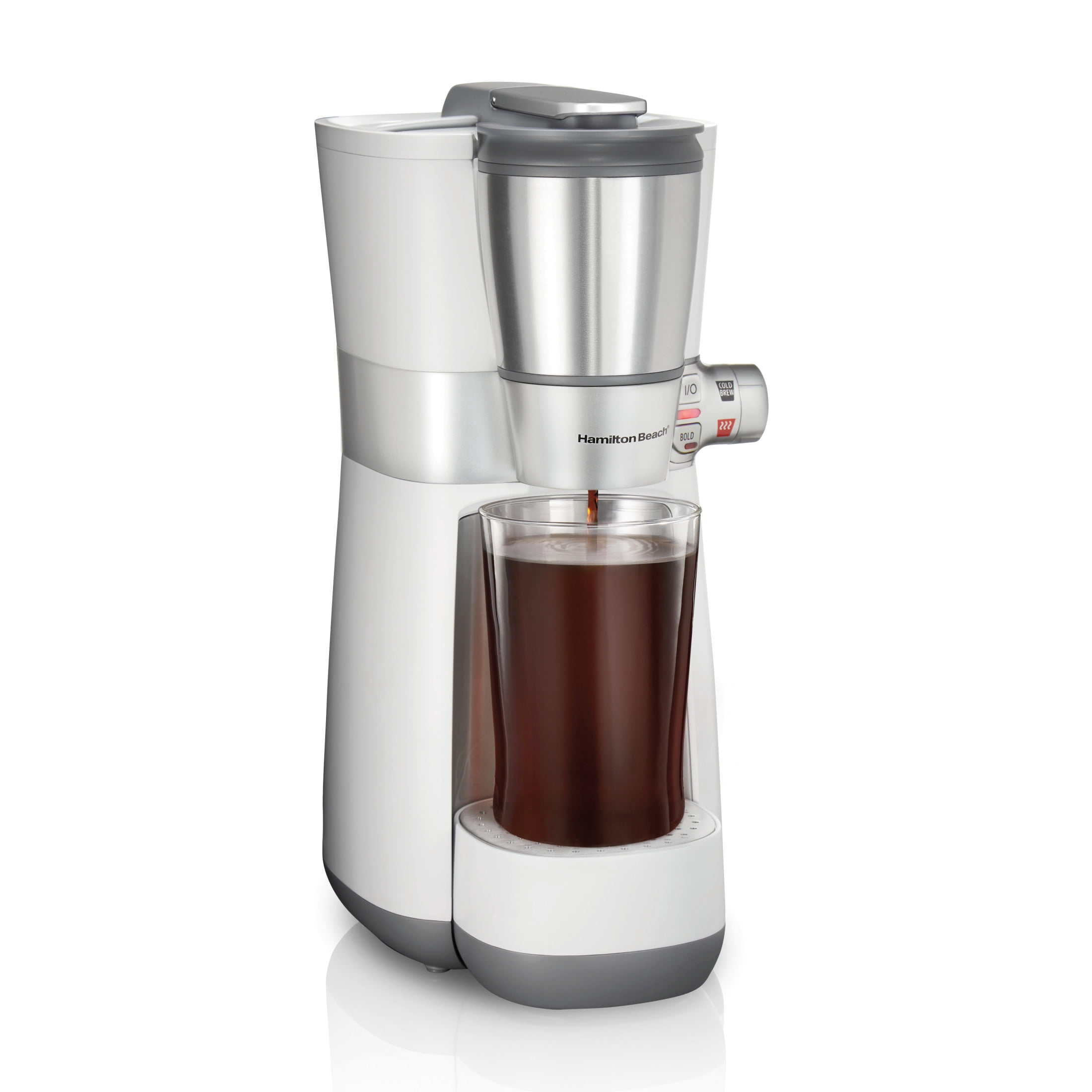 Hamilton Beach Convenient Craft Single Serve Ground Coffee Brewer, 16 oz., White