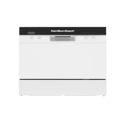 Hamilton Beach 6 Place Setting Countertop Dishwasher, Compact Portable Dishwasher for Kitchen, Apartment, RV, Dorm, White