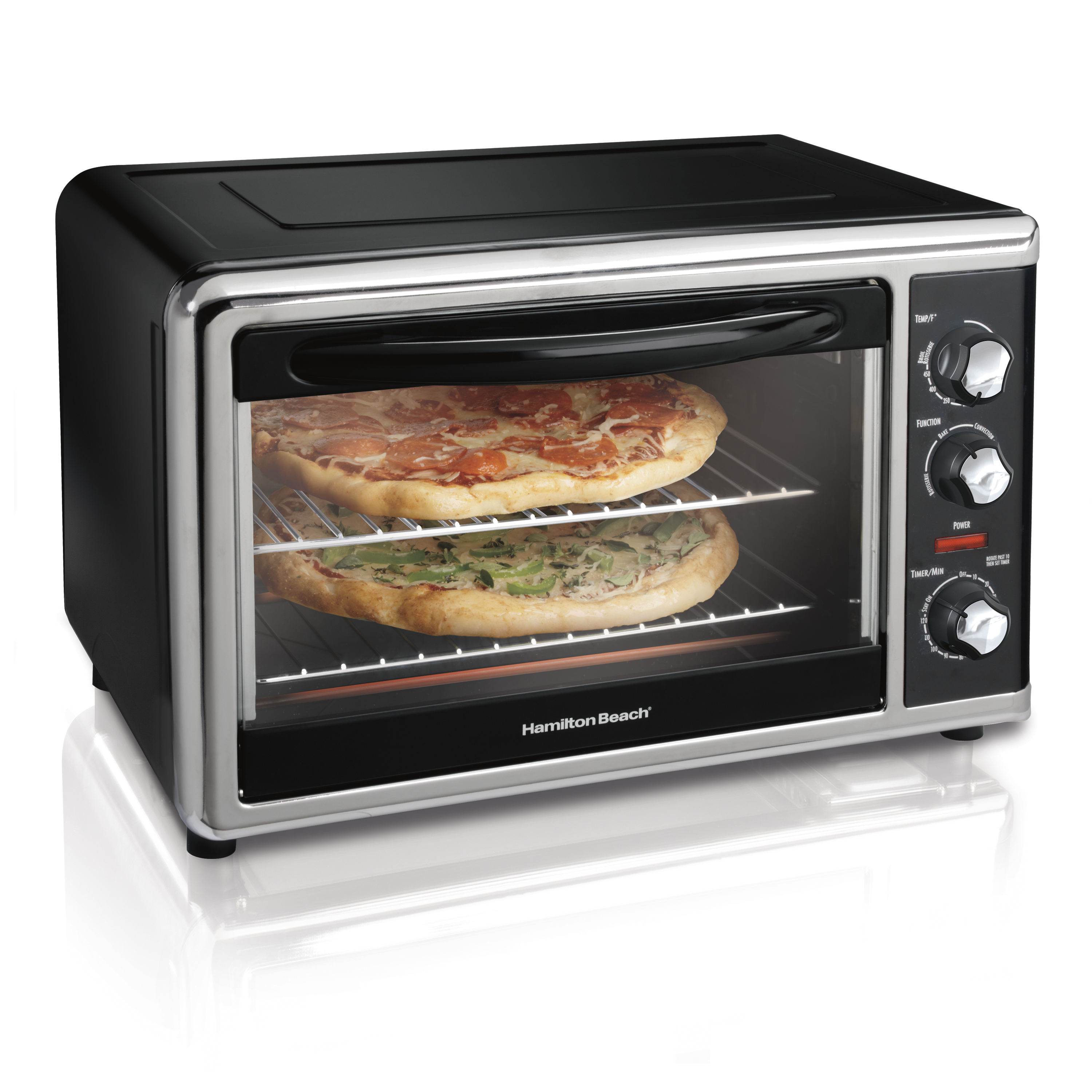 Hamilton Beach Countertop Oven with Convection and Rotisserie, Baking, Broil, Extra Large Capacity, Silver, 31100D - image 1 of 9