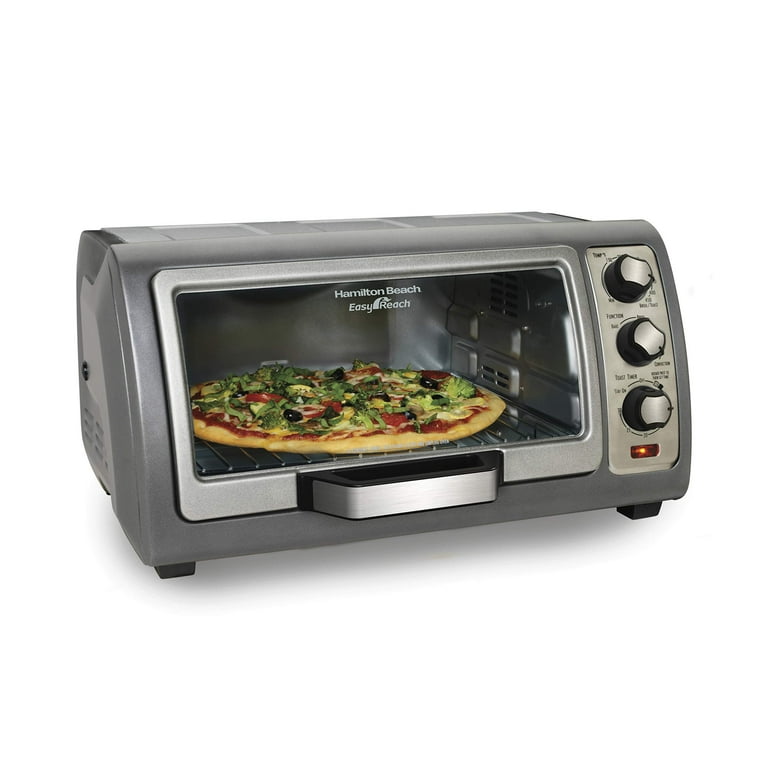 Hamilton Beach 31126 6-Slice Easy Reach Toaster Oven With Timer, Metallic Gray