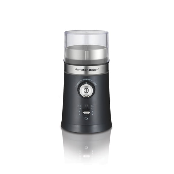 Hamilton Beach Custom Grind 14-Cup Electric Coffee Grinder, 5 Grind Settings, Single Button Press, Black & Stainless