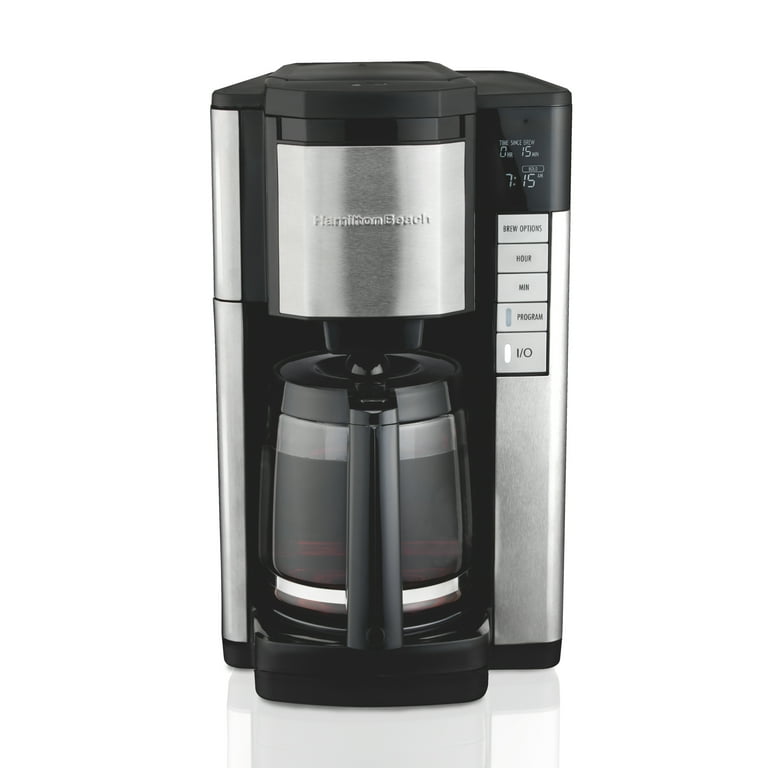 Hamilton Beach Programmable Coffee Maker, 12 Cups, Front Access Easy Fill,  Pause & Serve, 3 Brewing Options, Black (46310)