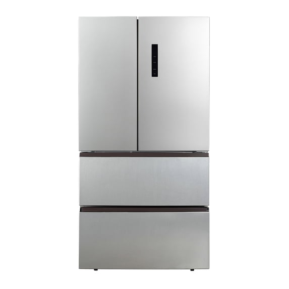 Hamilton Beach 17.9 cu. ft. French Door Refrigerator with Double Freezer, Stainless Steel Fridge with Digital Display and Interior Lighting