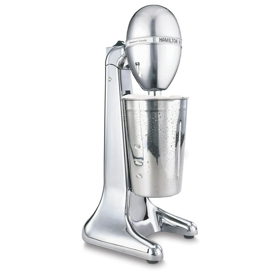 Hamilton Beach DrinkMaster Electric Drink Mixer, Retro Milkshake Maker & Milk Frother, 2 Speeds, Extra-Large 28 oz. Stainless Steel Cup, Classic Chrome