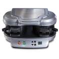 thumbnail interactive-video image 1 of Hamilton Beach Dual Breakfast Sandwich Maker with Egg Cooker Ring and Timer, Breakfast Station, Silver, 1 of 11