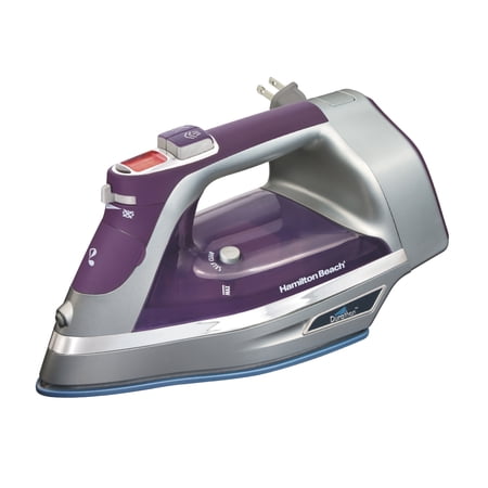 Hamilton Beach Durathon Clothing Iron, Steam Iron for Clothes with Nonstick Soleplate & Retractable Cord, Silver