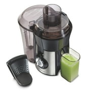 Hamilton Beach Easy Clean Juicer Machine for Fruits and Vegetables with Easy Sweep Cleaning Tool & Extra Large Chute, Extractor de Jugos, Black & Stainless