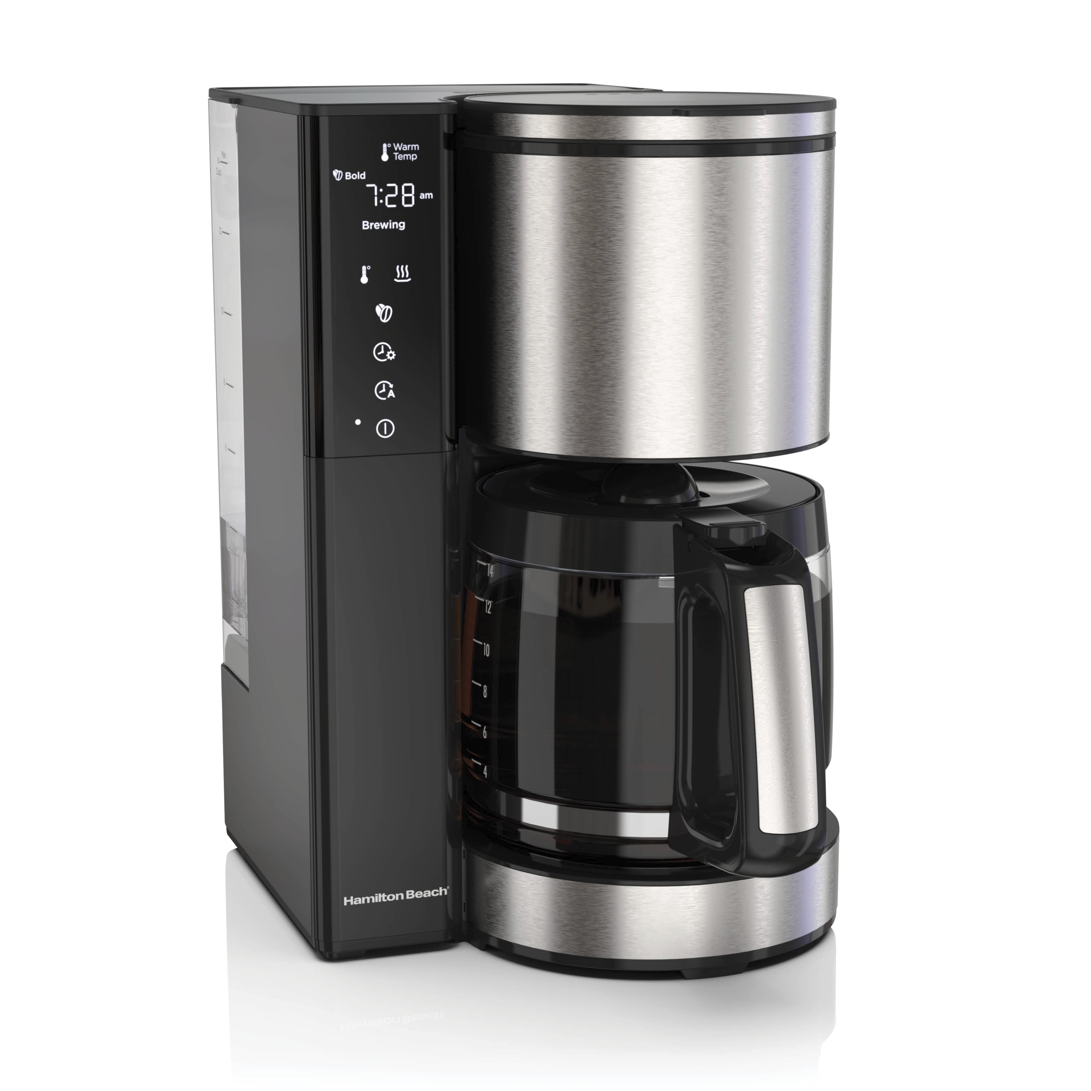 Hamilton Beach Easy Measure 14 Cup Coffee Maker Touchscreen Removable 70 oz. Water Reservoir Black and Stainless Steel 46220