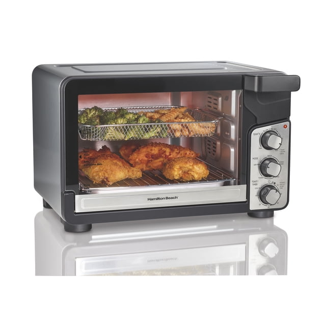 Hamilton Beach Easy View XL Air Fryer Toaster Oven with Sure-Crisp Air Fry technology, 6 Slice, 5-in-1 Countertop Oven, Black