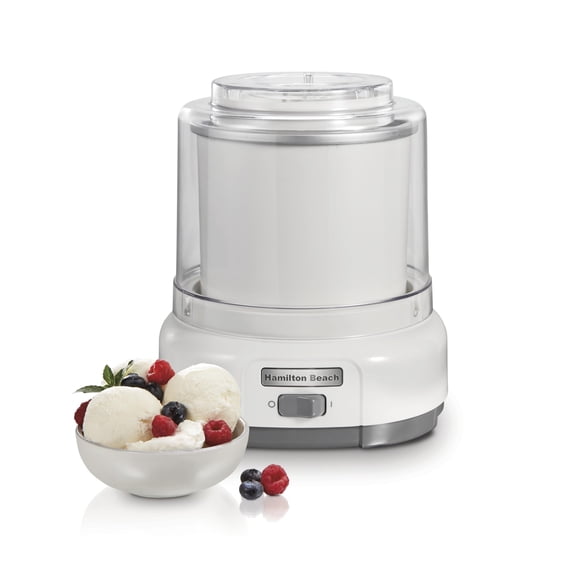 Hamilton Beach Electric Automatic Ice Cream Maker, Frozen Yogurt, Sorbet, Custard, 1.5 quart, White (68880)