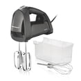 thumbnail interactive-video image 1 of Hamilton Beach Electric Hand Mixer with QuickBurst, 6-Speed Corded, 250 W, 3 Attachments and Snap-On Storage, Black, 1 of 9