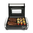 thumbnail interactive-video image 1 of Hamilton Beach Electric Indoor Grill, Smokeless Grill with Temperature Control and Viewing Window, Stainless Steel, 1 of 10