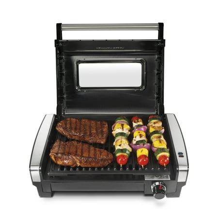 Hamilton Beach Electric Indoor Grill, Smokeless Grill with Temperature Control and Viewing Window, Stainless Steel