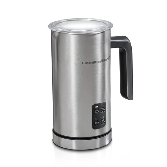 Hamilton Beach Electric Milk Frother & Warmer, Automatic Warm or Cold Foam, 5-10 oz., Create Caf-Quality Coffee, Latte, Cappuccino, Frappe, Hot Chocolate, 4 Settings, Stainless Steel (43565C)