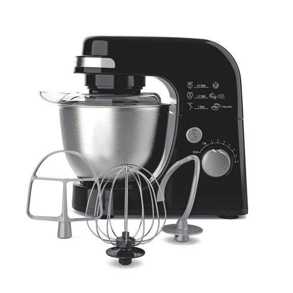 Hamilton Beach 4 Quart Stand Mixer for Kitchen, 7 Speeds, Tilt-Head, Dough Hook, Whisk & Flat Beater, Black