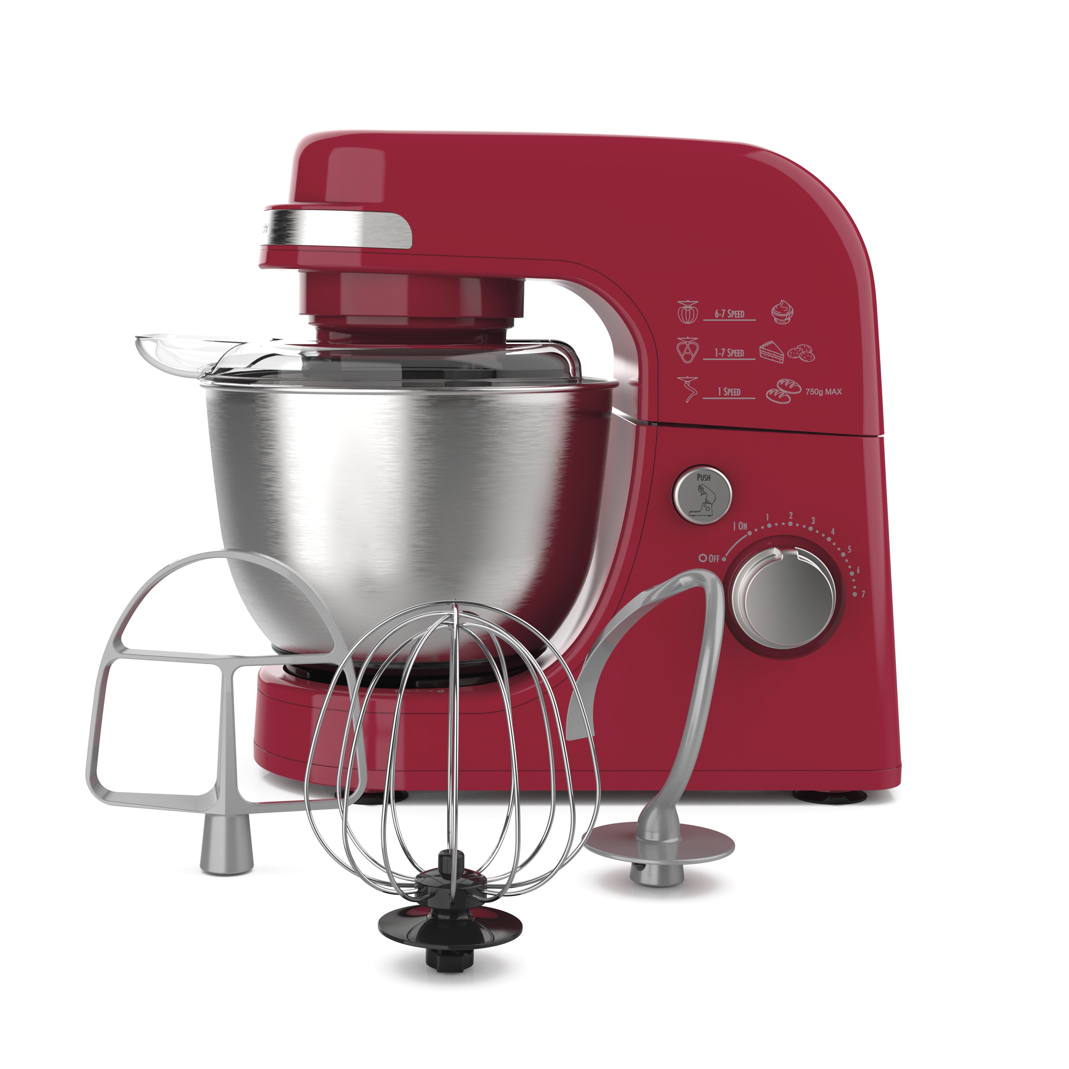 GlorySunshine Stand Mixer, 660W 10-Speed Mixers Kitchen Electric Stand Mixer  with 7.5 QT Stainless Steel Bowl, Splash Guard, Dough Hook (Red) 