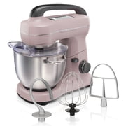 Hamilton Beach 4 Quart Stand Mixer for Kitchen, 7 Speeds, Tilt-Head, Dough Hook, Whisk & Flat Beater, Rose